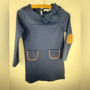 Stylish Navy Kids Dress with Tan Accents